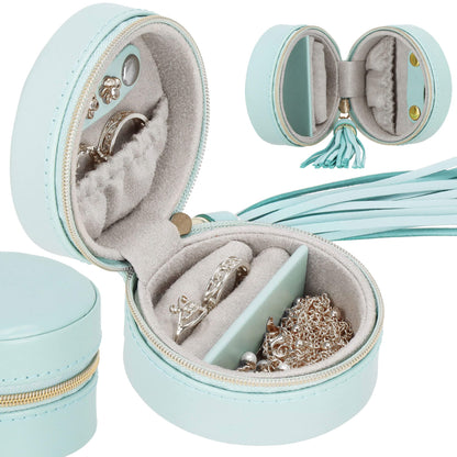 Papuošalų dėžutė žydros spalvos HA1041 7x7x4,5cm