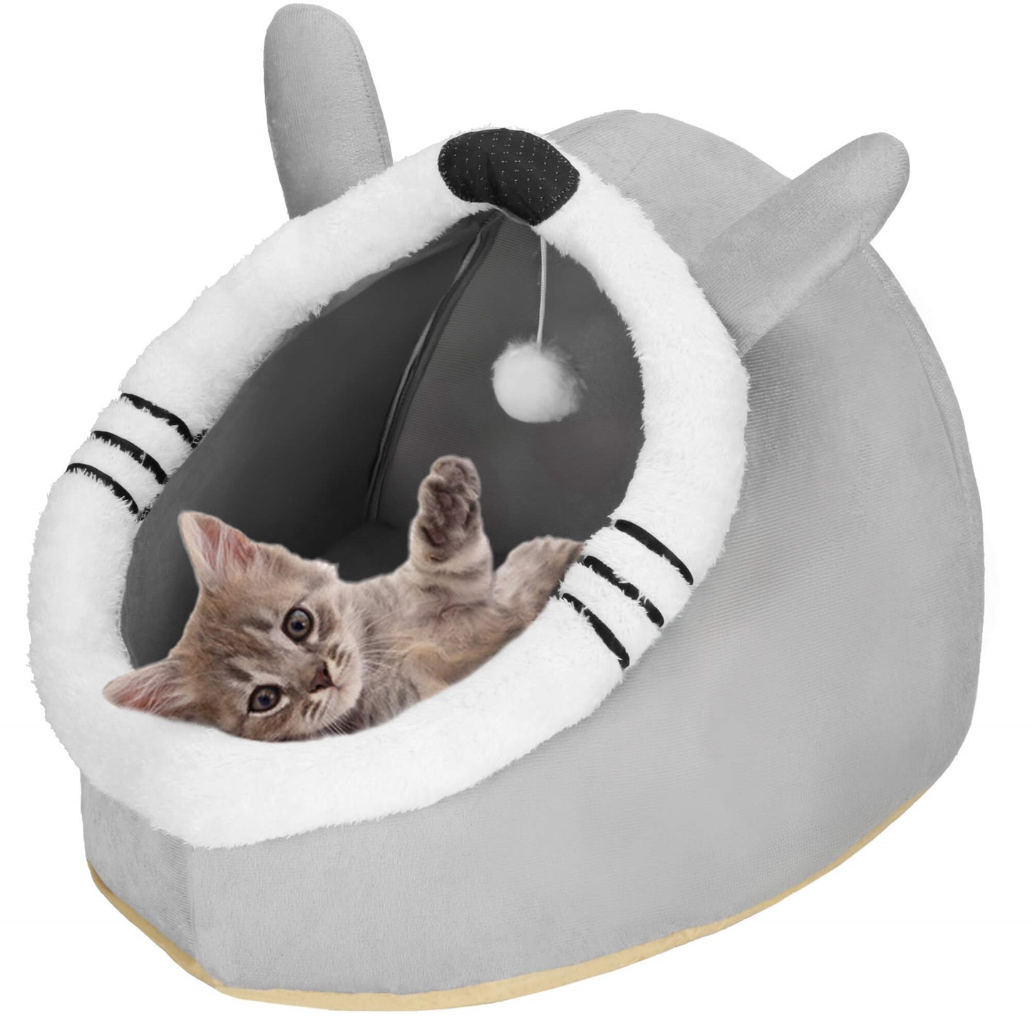 Kačių guolis su žaislu ir pagalvėle  PA0241 42x44x35 cm pilkas