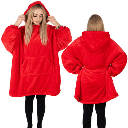 Hoodie Blanket – šiltas megztinis–pledas XXL, raudona
