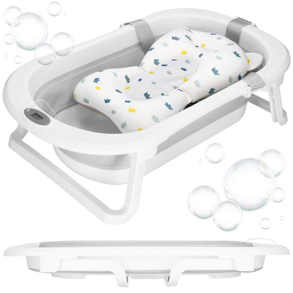 Nešiojama kūdikių vonelė SB0060 40 L balta-pilka su pagalvėle, kamščiu ir termometru