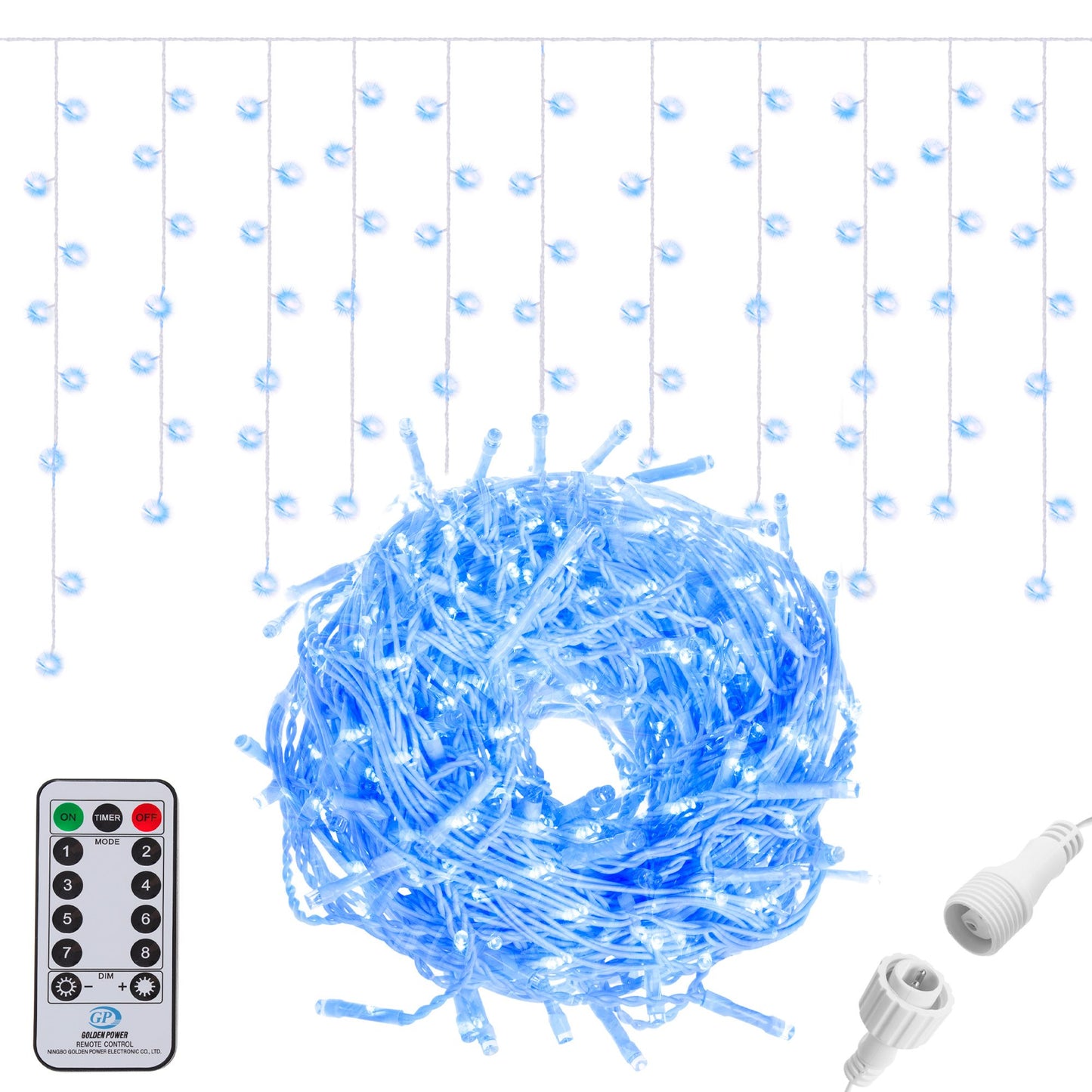 CL0306 Lauko girlianda varvekliai su nuotolinio valdymo pultu 300 LED, 12m