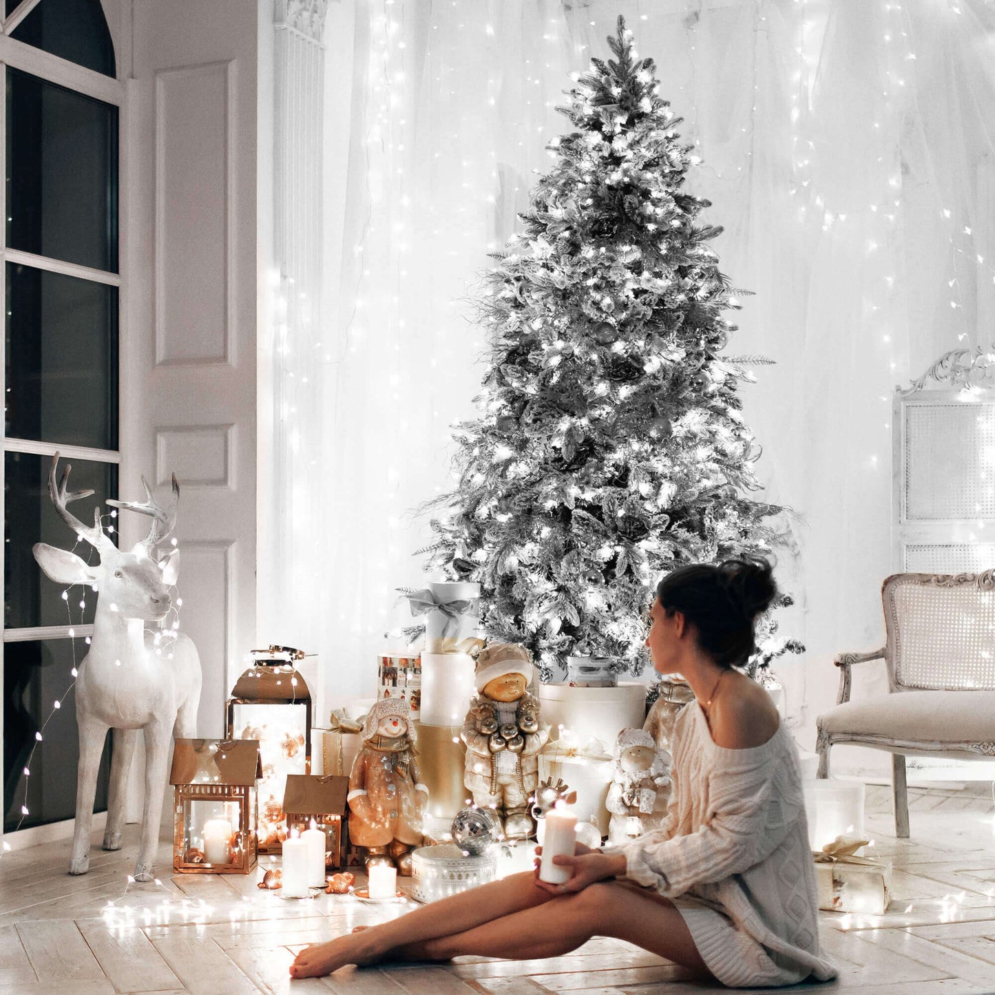 Kalėdinės lemputės CL4085 25m, šaltai balta, 8 apšvietimo funkcijos