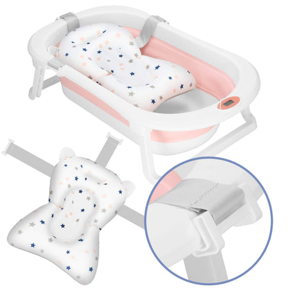 Nešiojama kūdikio vonelė SB0061 40 L balta-rožinė su kamščiu ir termometru