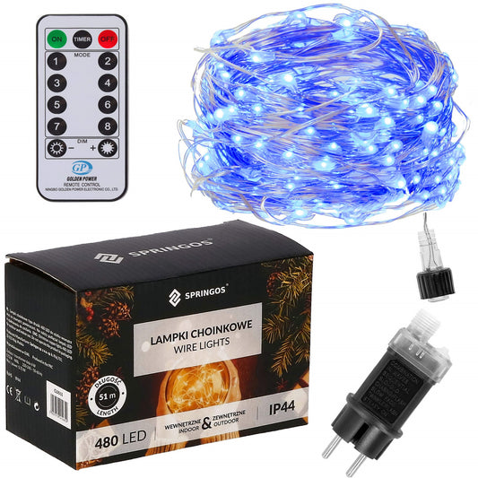 CL0514 Vielinė girlianda 480 LED, 48m, mėlyna