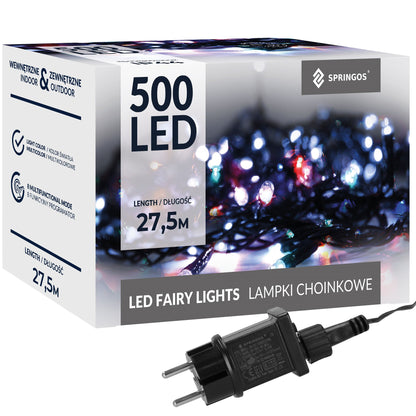 Kalėdų eglutės lemputės CL0542 500 led daugiaspalviai 27,5 m 8 apšvietimo funkcijos,