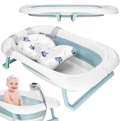 Kūdikio vonelė  SB0063, sulankstoma, 35 L, su termometru ir pagalve, balta-mėlyna