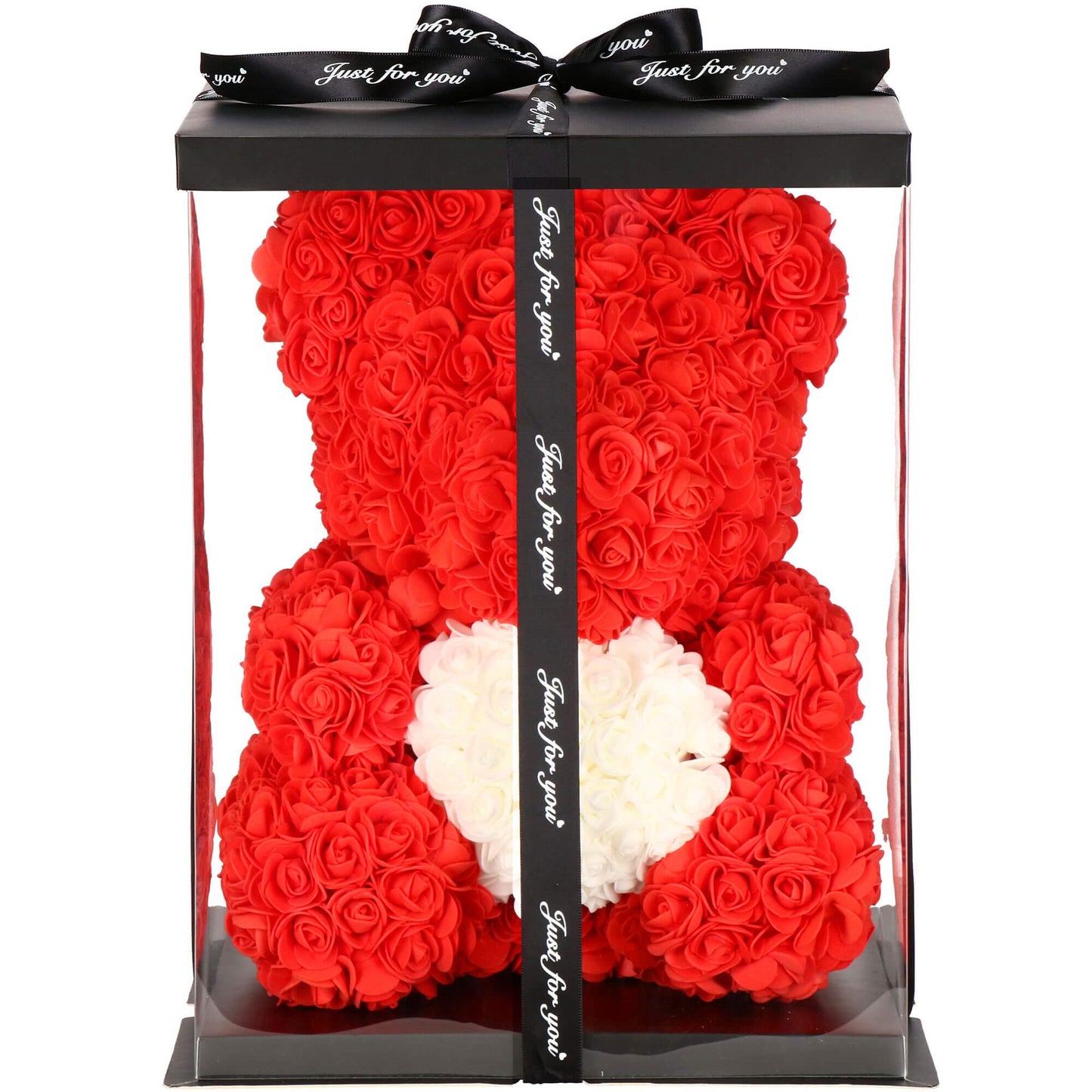 Rožinis meškiukas iš rožių – rankų darbo dovana