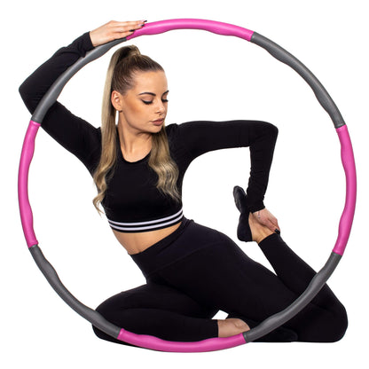 Hula masažinis lankas  SA0067 100 cm rožinė-pilka