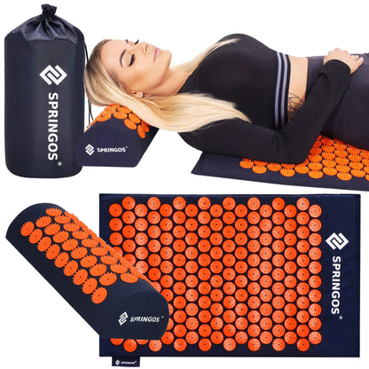 Taškinis kilimėlis su smaigaliais  SA0155 65x41 cm su pagalve, atpalaiduojantis masažuoklis