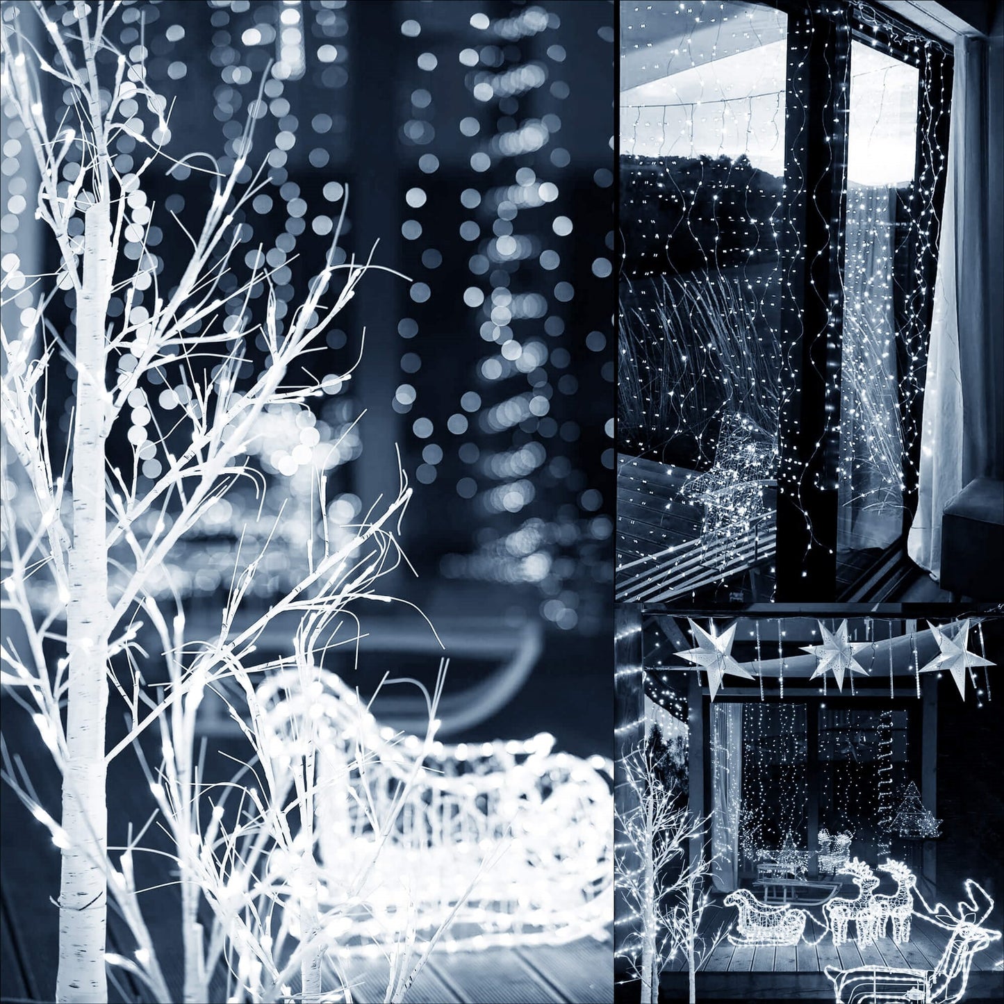 Šviesos užuolaida  CL0184 300 LED girlianda šaltai balta šviesa vidui ir laukui