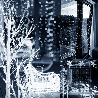 Šviesos užuolaida  CL0184 300 LED girlianda šaltai balta šviesa vidui ir laukui