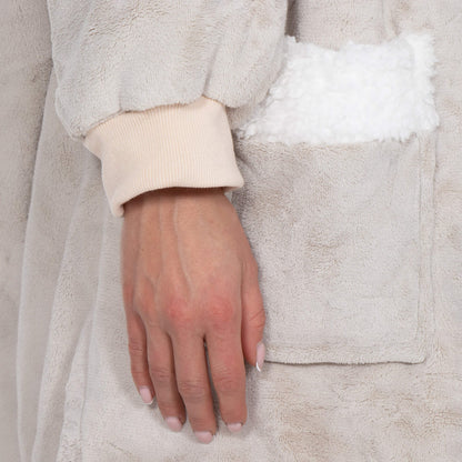 Hoodie Blanket – šiltas megztinis–pledas, šviesiai pilka