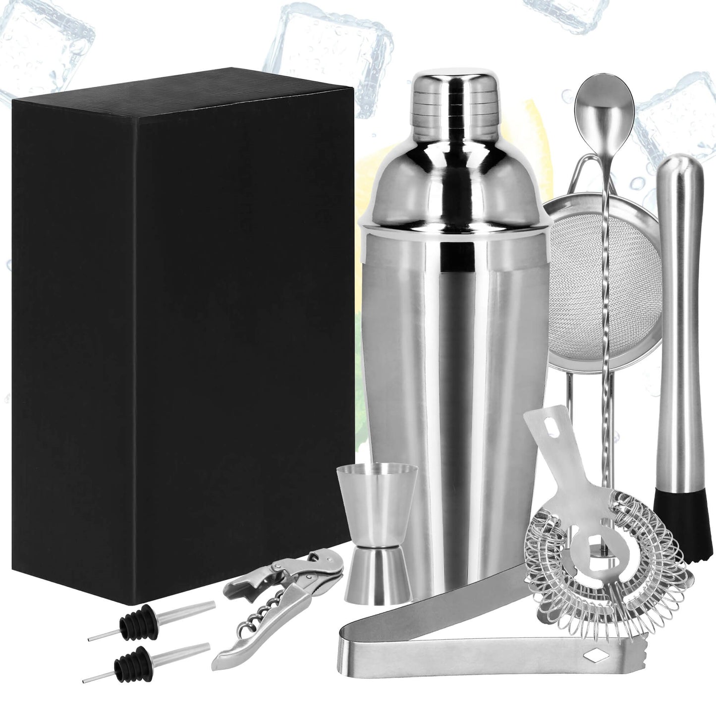 Barmeno rinkinys plaktuvas stovas  KI0010 11 vnt. sidabrinis