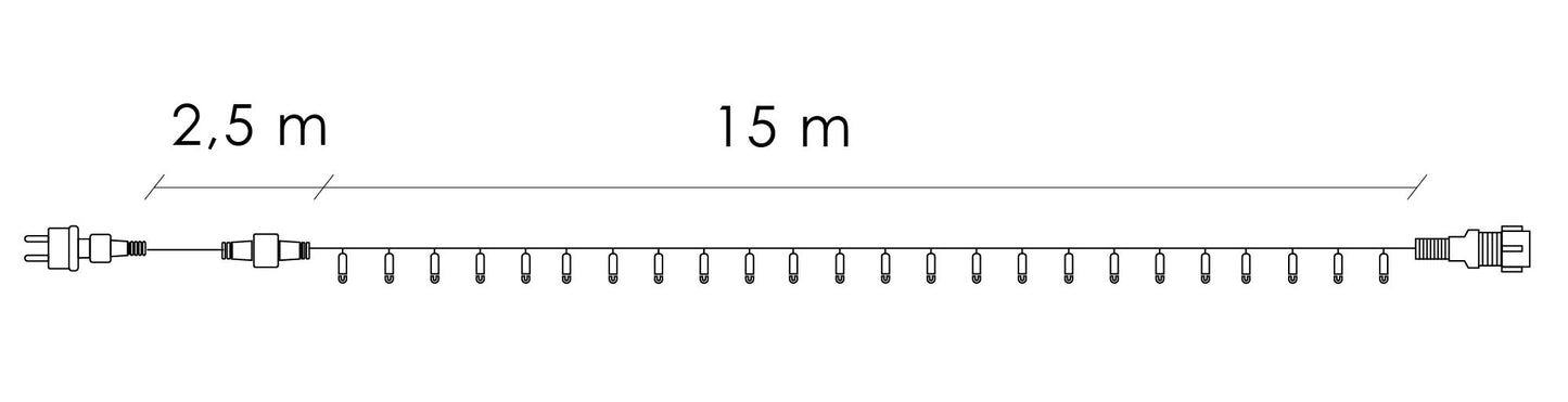 Kalėdinės lemputės CL4083 15m, šaltai balta + blykstė