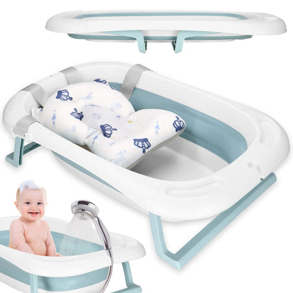Kūdikio vonelė  SB0063, sulankstoma, 35 L, su termometru ir pagalve, balta-mėlyna