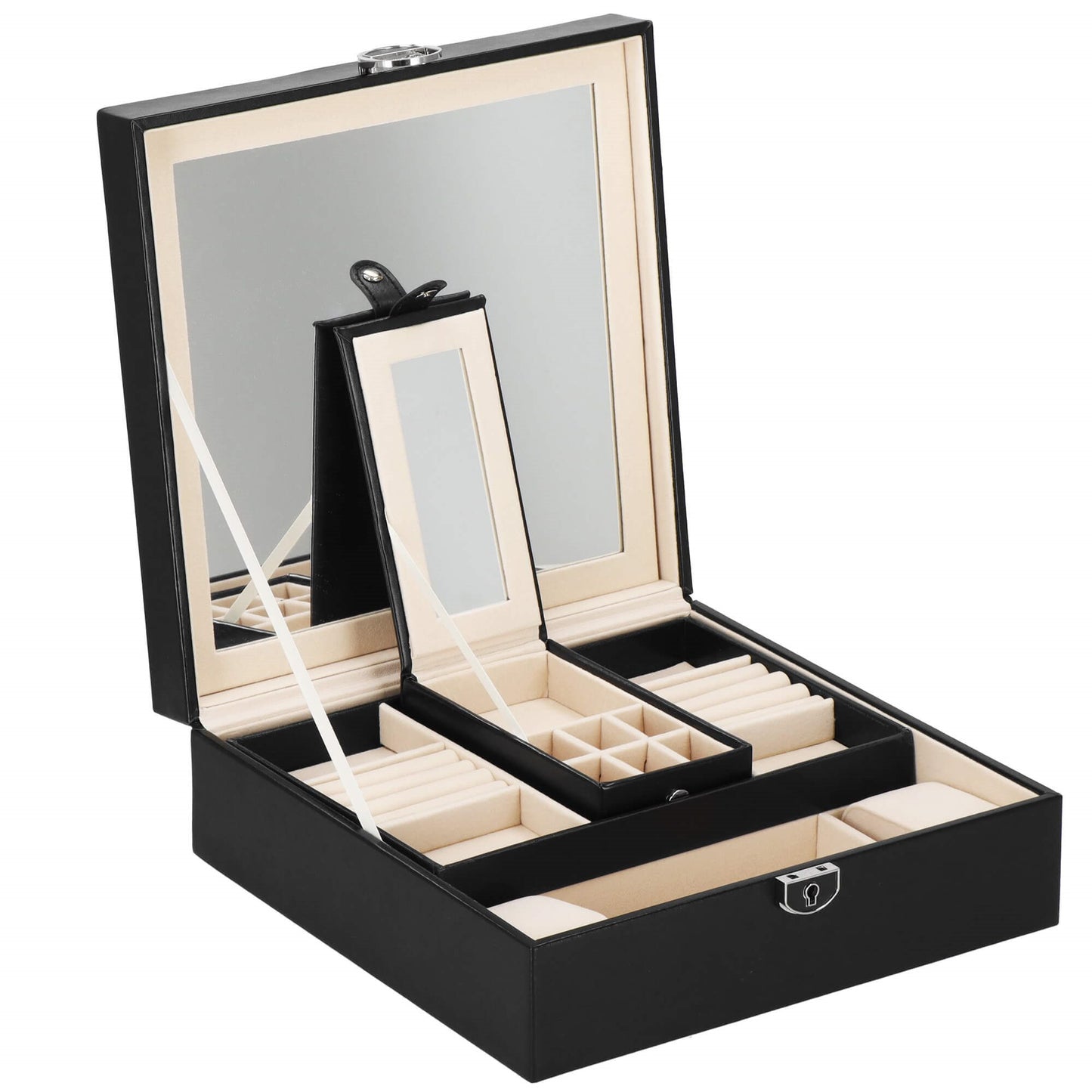 Papuošalų dėžutė juodos spalvos HA1031 25.3x25.3x8.5cm