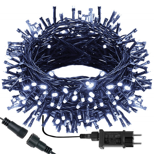 Šviesos girlianda CL4078, 300 LED, 15m, šalta balta, 8 apšvietimo funkcijos