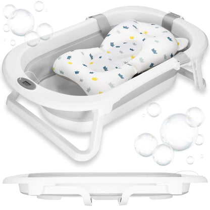 Nešiojama kūdikių vonelė SB0060 40 L balta-pilka su pagalvėle, kamščiu ir termometru