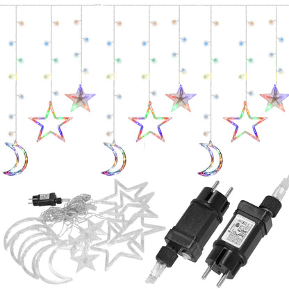 Šviesos užuolaidos 138 Led girlianda žvaigždės mėnuliai  CL4135