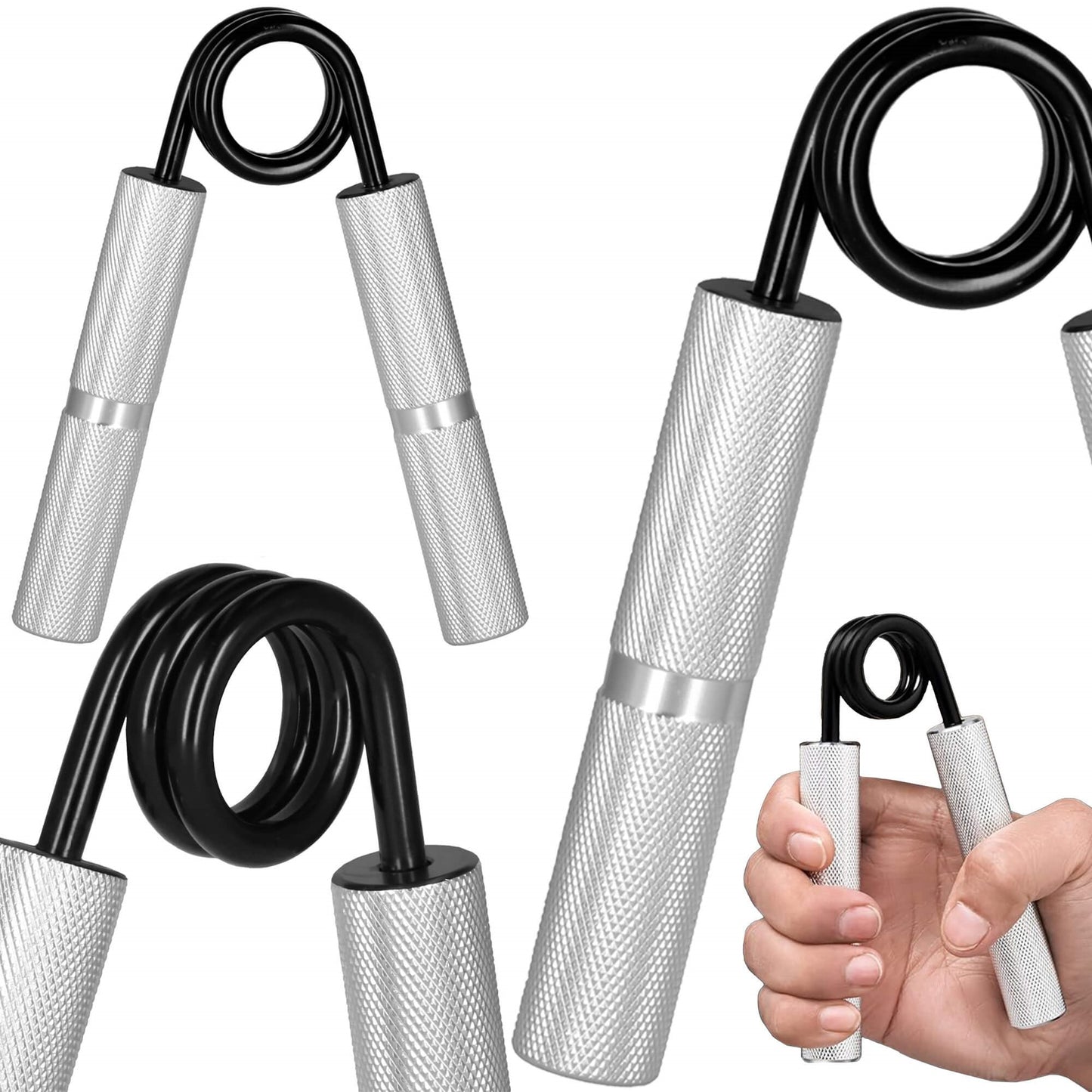 Metalinis rankų treniruoklis, pasipriešinimas 45 kg rankų pratimams,  FA0149, sidabrinė-juoda