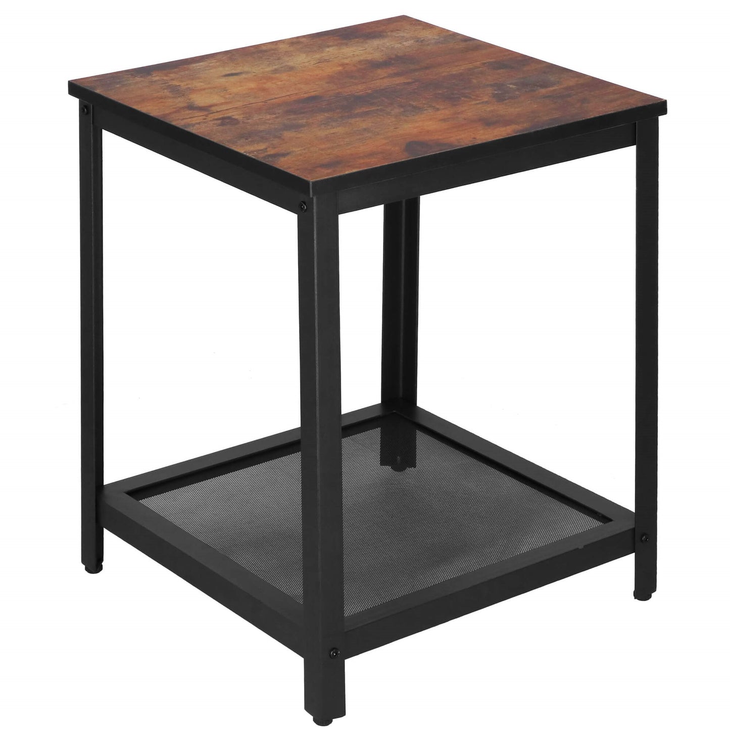 Kvadratinis kavos staliukas su lentyna  HF0026, 45x45x55 cm, loft stilius, juoda/ruda