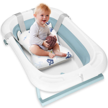 Kūdikio vonelė  SB0063, sulankstoma, 35 L, su termometru ir pagalve, balta-mėlyna