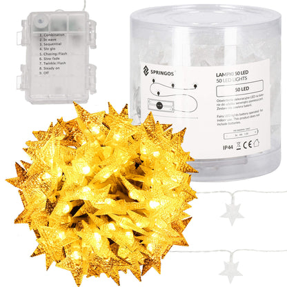 Žvaigždžių girlianda. 50 LED C79, šilta balta, 3xAA