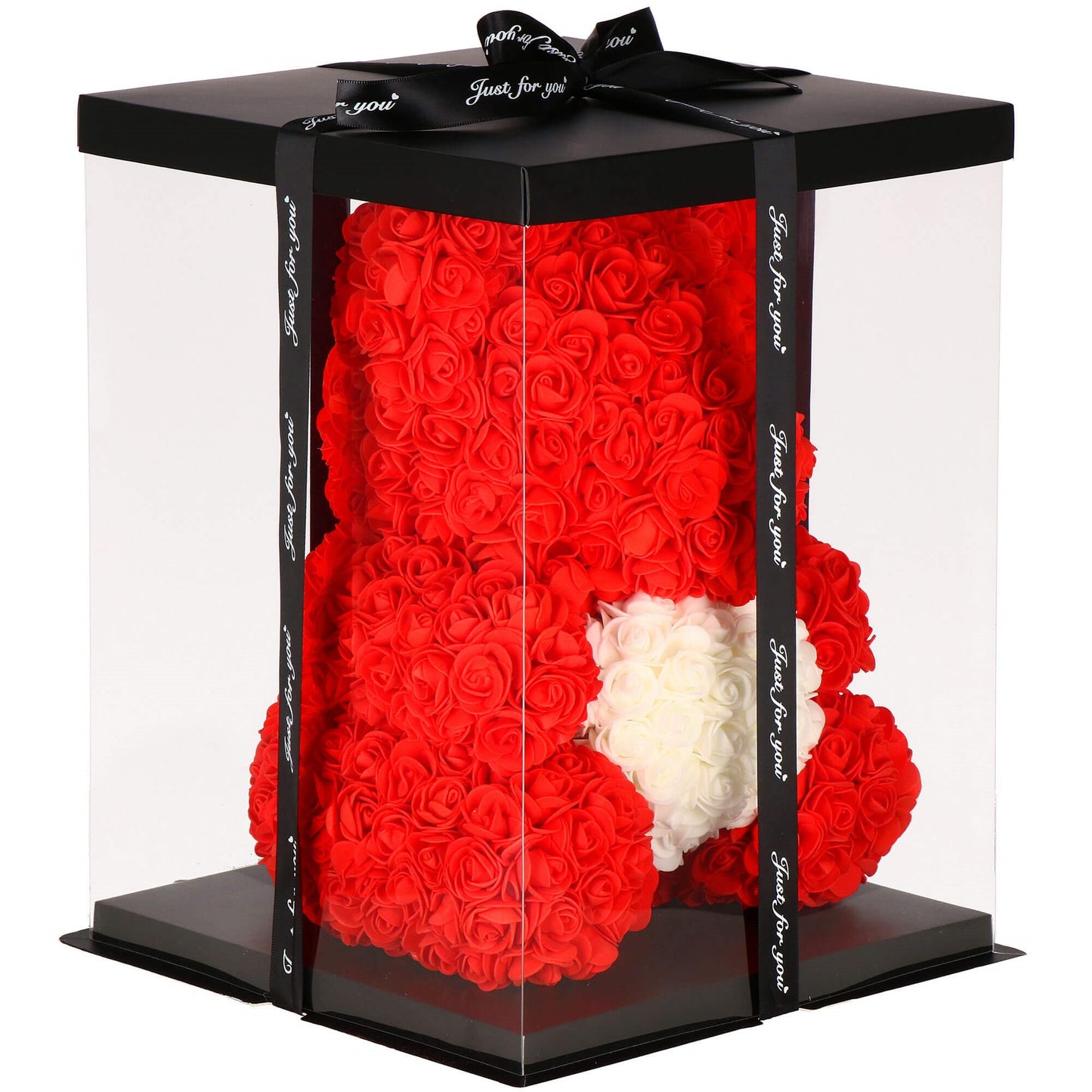 Rožinis meškiukas iš rožių – rankų darbo dovana