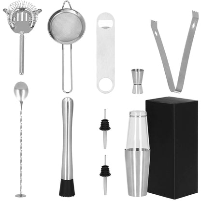 Barmeno rinkinys Bostono plaktuvas  KI0009 11 vnt. sidabrinis