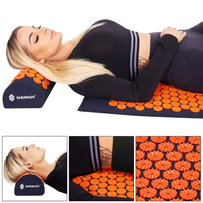 Taškinis kilimėlis su smaigaliais  SA0155 65x41 cm su pagalve, atpalaiduojantis masažuoklis