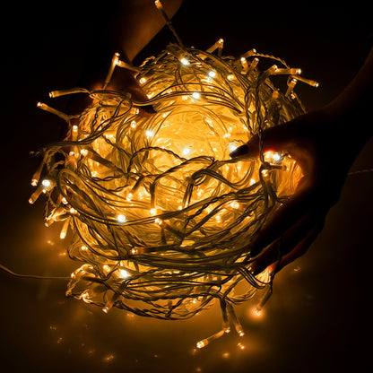 CL0317 Lauko girlianda varvekliai, blykstė 300 LED 12 m šiltai balta + šalta balta blykstė