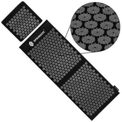 Akupresūros kilimėlis su dygliuota pagalvėle, kūno stimuliatorius, atpalaiduojantis masažuoklis,  SA0153 juoda