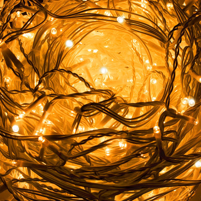 CL0317 Lauko girlianda varvekliai, blykstė 300 LED 12 m šiltai balta + šalta balta blykstė