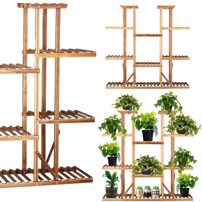 Medinis gėlių stovas  119 cm su 9 lentynomis