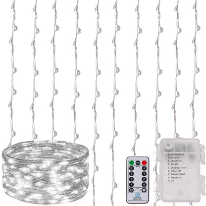 Šviesos užuolaida  CL0184 300 LED girlianda šaltai balta šviesa vidui ir laukui