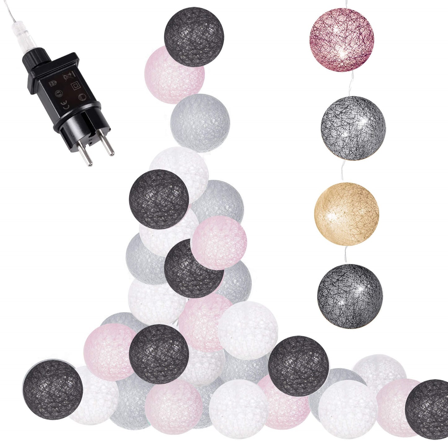 Medvilniniai burbulai, šiltai balta, CL0152 20 LED