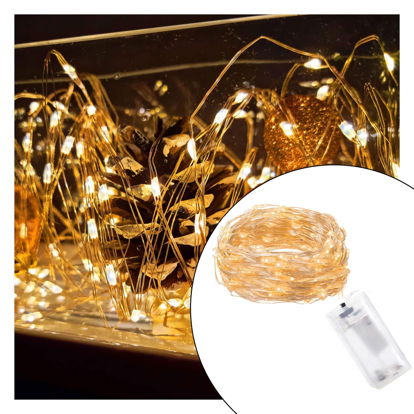 CL0005 Micro girlianda 20 LED, šilta balta, 9m