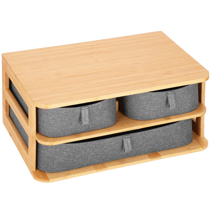 Bambuko papuošalų dėžutė su 3 stalčiais kosmetikai HA0161