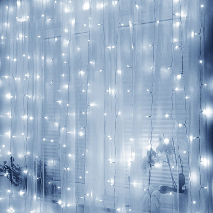 Šviesos užuolaida  CL0184 300 LED girlianda šaltai balta šviesa vidui ir laukui