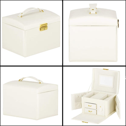 Papuošalų dėžutė kreminės spalvos HA1039 17,5x14x13cm