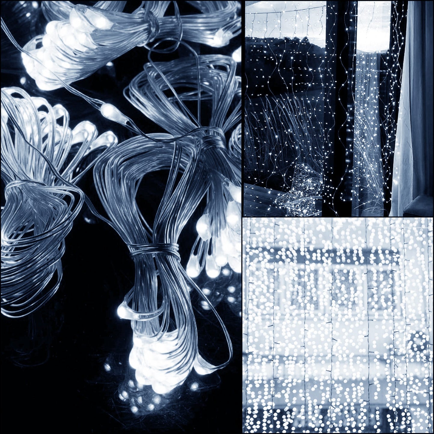 Šviesos užuolaida  CL0184 300 LED girlianda šaltai balta šviesa vidui ir laukui