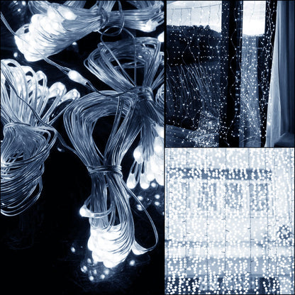 Šviesos užuolaida  CL0184 300 LED girlianda šaltai balta šviesa vidui ir laukui