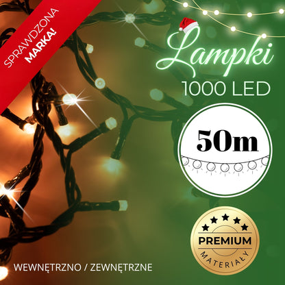 Pavasarinės kalėdinės lemputės CL4096 1000 led, 50m, šilta balta + šaltai balta blykstė