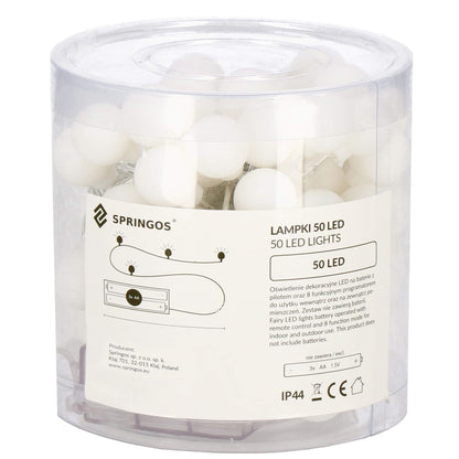 Burbuliukų girlianda, 50 LED C76, šilta balta, 3xAA