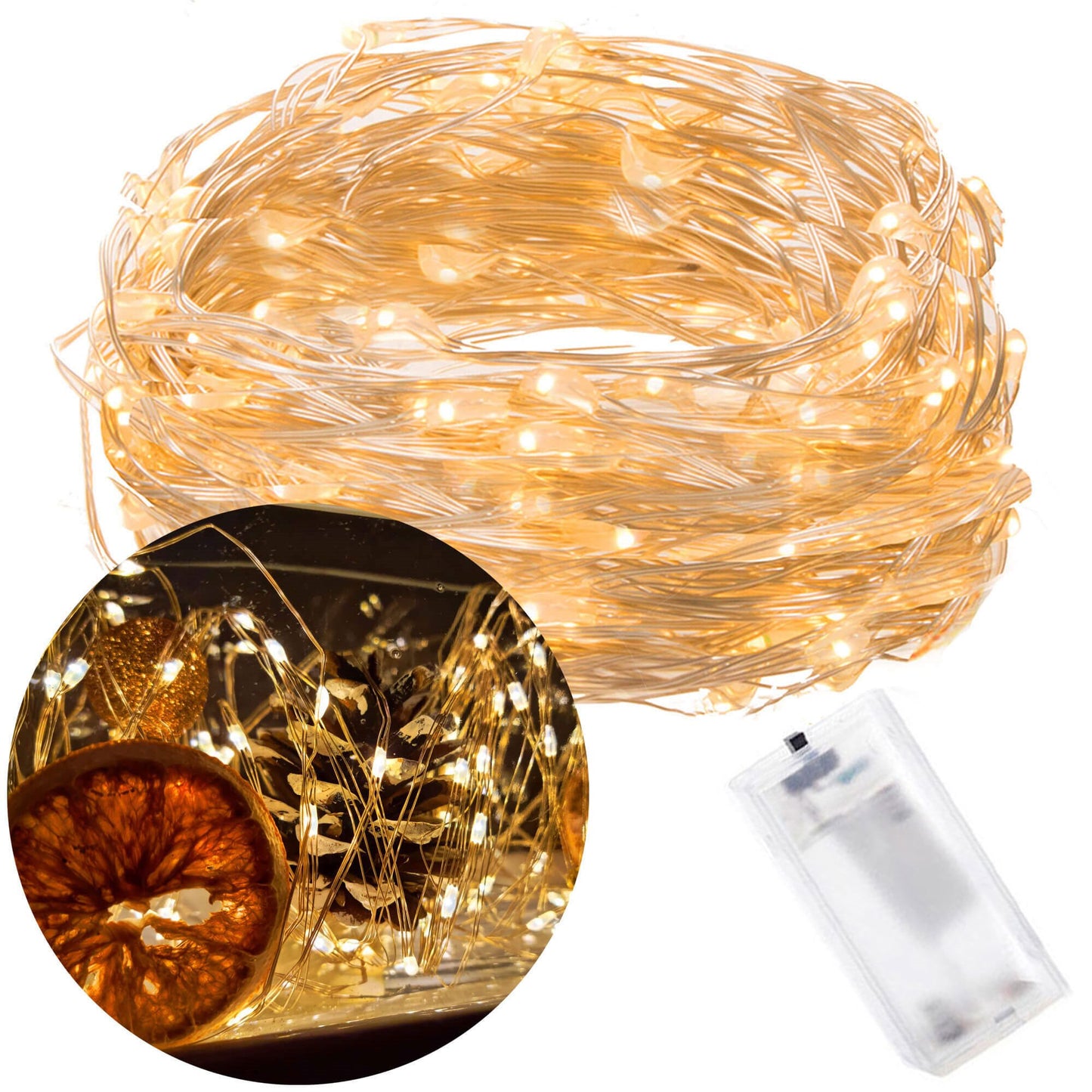 CL0005 Micro girlianda 20 LED, šilta balta, 9m