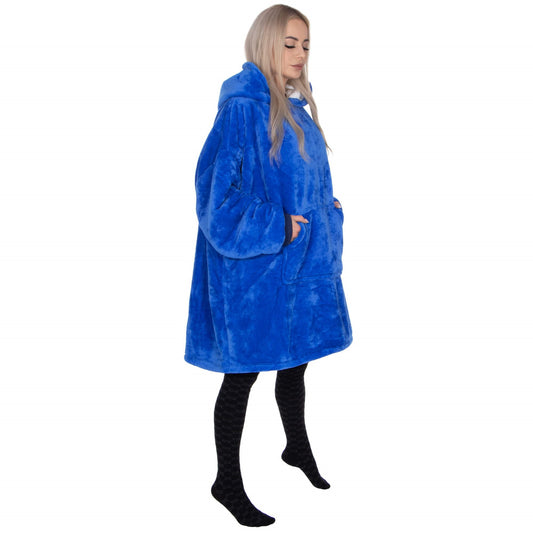 Hoodie Blanket – šiltas megztinis–pledas XXL, mėlyna