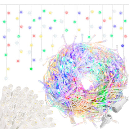 CL0519 Lauko girlianda varvekliai, blykstė 500 LED, 20m, įvairiaspalvė + šaltai balta blykstė
