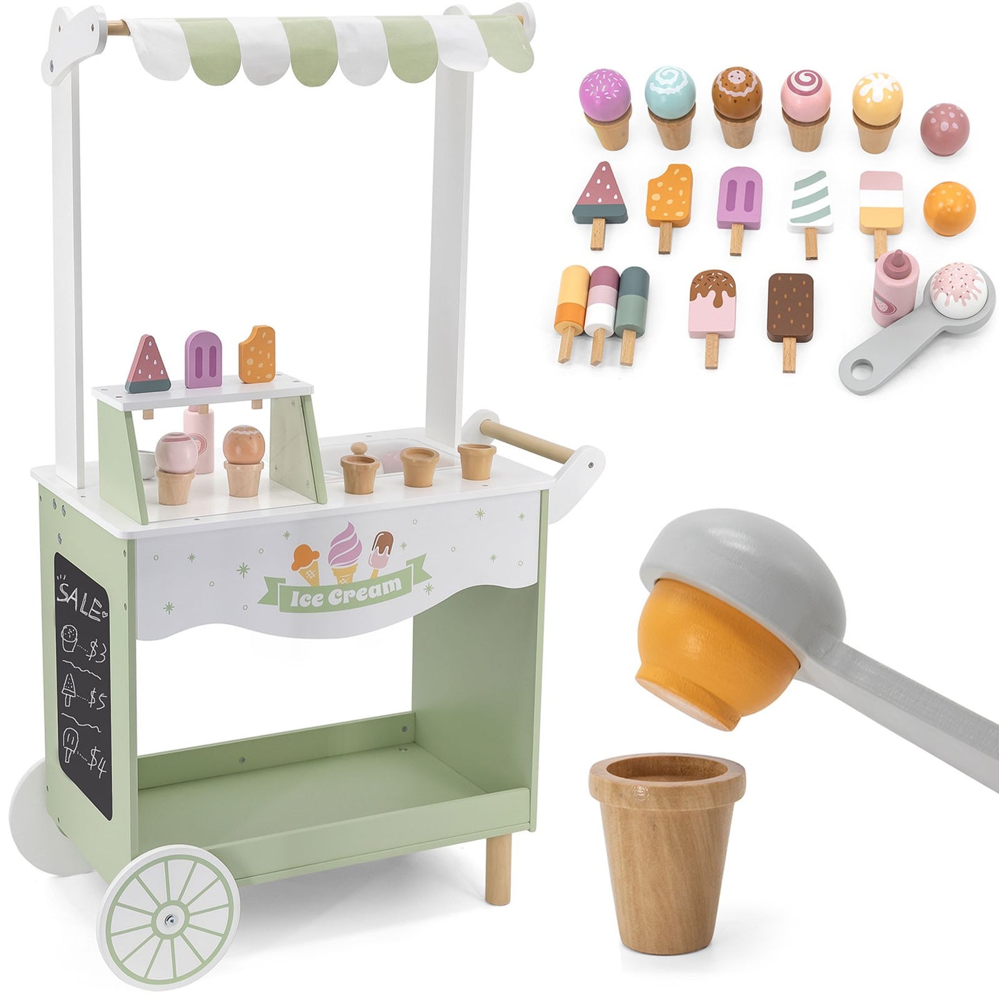 Wooden Ice Cream Stand Mobile