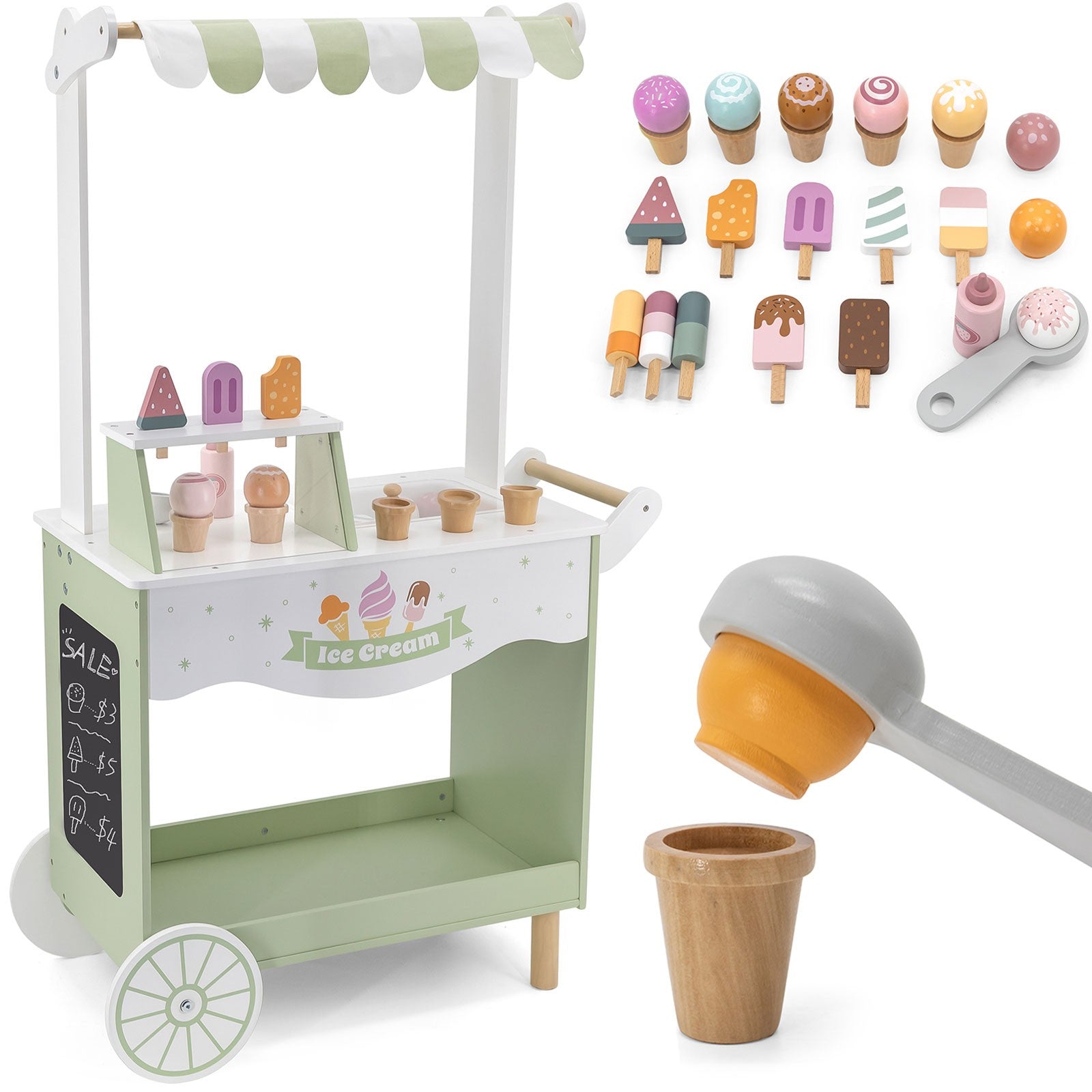 Wooden Ice Cream Stand Mobile